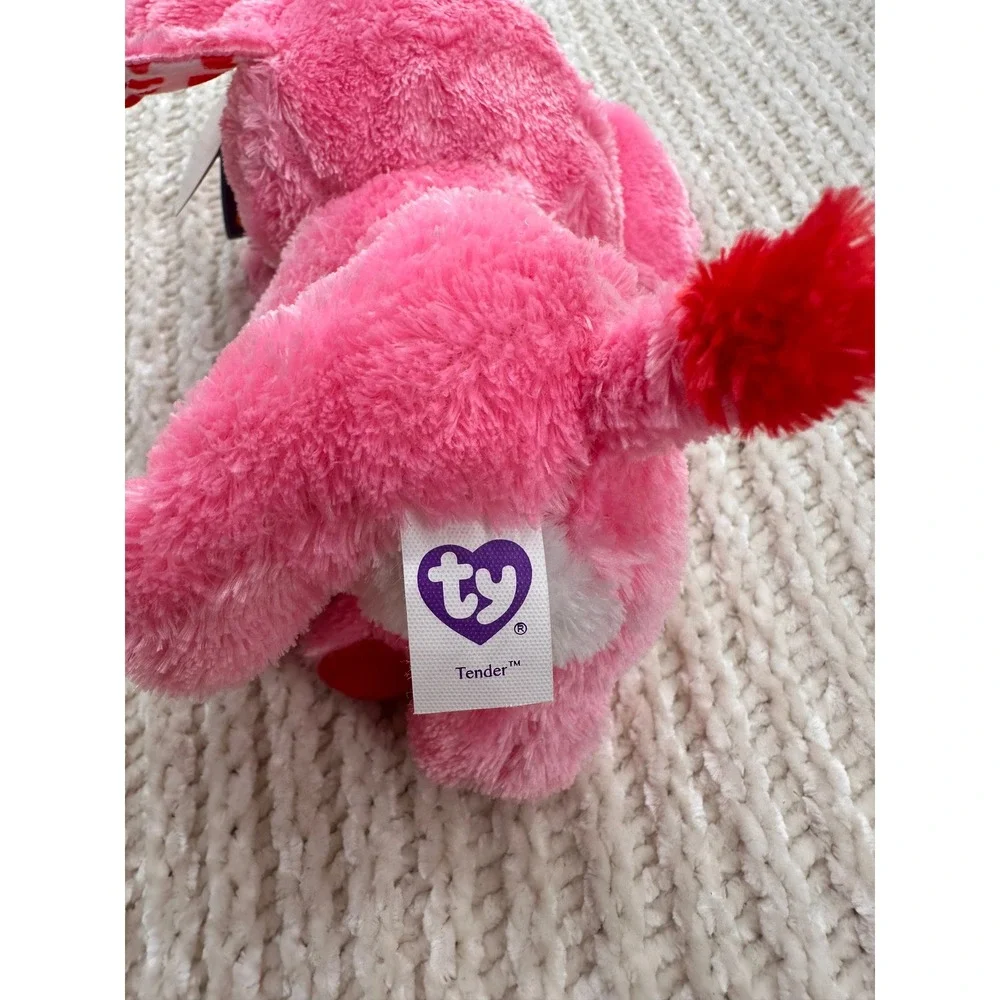 Ty Beanie Boos Tender Elephant Plush Pink Heart Ears 6 inch Stuffed Animal‎ Toy